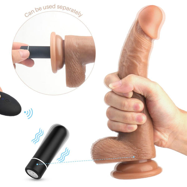 KISSMEBRO Realistic Vibrating Dildo with a Bullet